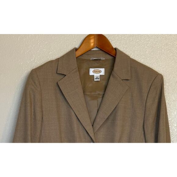 Talbots Blazer Women 10 Tan Wool Spandex Business Office Workwear Preppy Lined - Picture 2 of 7